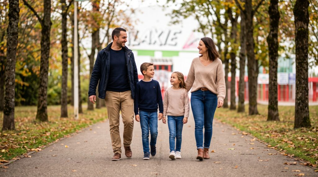 une famille qui viennent de sortir de la salle de spectacle de Galaxie d'Amnéville