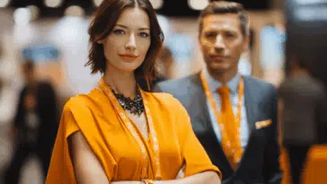 Des participants à un salon professionnel arborant le dress code de leur marque